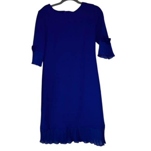 Women’s Size 6 Royal Blue Shift Dress Pleated Cuffs & Hem Elegant - Picture 12 of 12